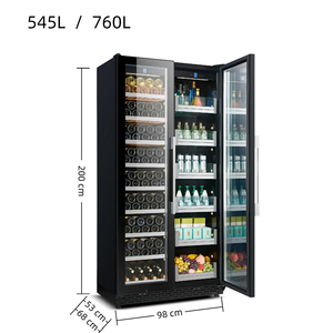 Étagère à gobelets suspendue, réfrigérateur à vin rouge 760l, armoire à vin refroidie par air, inclinée, 18 étagères en bois, 2 portes en verre, réfrigérateur de présentation de vin - Product Image 4