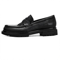 Chaussures décontractées en cuir noir pour hommes VOGU, à semelle épaisse, à enfiler, respirantes, anti-bouloches, antidérapantes, pour l'été, style discret