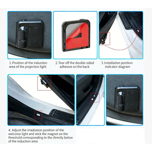 Luces de Bienvenida para Automóvil, Inalámbricas, con Textura de Fibra de Carbono, Luces de Proyección con Sensor Infrarrojo para Puerta, Luces de Piso con Logotipo - Product Image 5