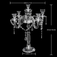 Candélabre en acrylique à 5 têtes pour décoration de mariage, centre de table, chandelier de table en acrylique, décoration de mariage