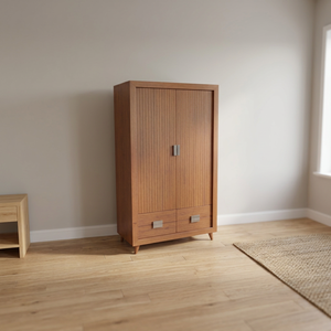 Armario de Dormitorio Moderno de Madera Maciza con 2 Puertas, Diseño Minimalista, Herrajes de Latón, Gran Capacidad de Almacenamiento, Construcción Duradera - Product Image 1