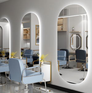 Grands miroirs dorés sur toute la longueur Equipement de salon de coiffure avec lumière LED pour meubles de salon Miroir de coiffure - Product Image 2