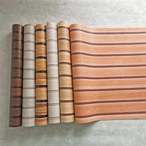 Rouleaux de papier peint auto-adhésifs à rayures en bois Papier de contact autocollant en vinyle PVC Papier peint à <span class=keywords><strong>tasseaux</strong></span> en bois imperméable - Product Image 1