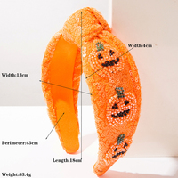 Serre-tête large en sequins et perles de riz, effet tête de citrouille, accessoire capillaire glamour et accrocheur, idéal pour Halloween