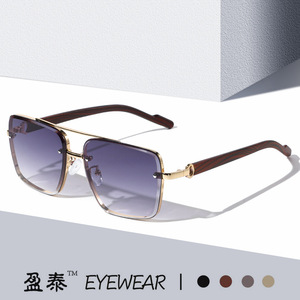 Yingtai Eyewear Metal <b>Square</b> Frame <b>Sunglasses</b> Gold UV400 Men Driving - Product Image 1