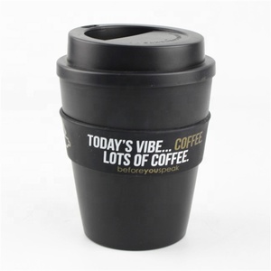 Tasse à café noir avec couvercle à vis, acier inoxydable, 356ML, avec bande de silicium - Product Image 1