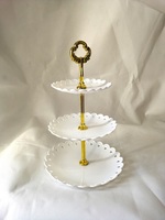 Fournitures de fête de mariage Plateau de table Présentoir à cupcakes Assiette à dessert Présentoir à gâteaux Buffet d'hôtel Outils à gâteau en plastique à 3 niveaux OEM et ODM