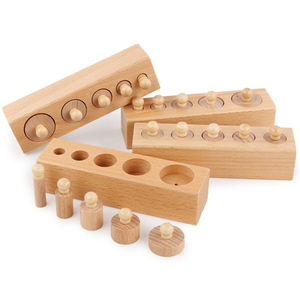 XC Montessori Family Edition Wooden Socket Cylinder <b>Educational</b> <b>Toy</b> Animals Nature Theme 40-Piece Matching Blocks 8-13 Years - Product Image 2
