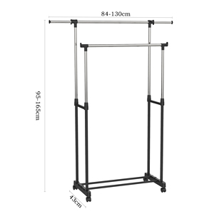 Professional Double Pole Extendable Metal Towel <strong>Rail</strong> Clothes Rolling <strong>Heavy</strong> <strong>Duty</strong> Folding Indoor Bathroom Freestanding <strong>Clothing</strong> - Product Image 4