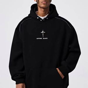 Sweats à capuche décontractés 100% coton vierge avec logo personnalisé pull survêtement unisexe polaire broderie en vrac poids lourd sweats à capuche pour hommes - Product Image 1