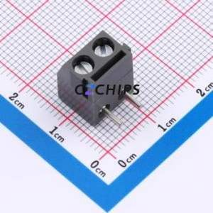 971-T-DS/02 Screw Terminal Block Bent Lead Through Hole,P=5mm Connector ( Construction: 1x2P )( Pitch: 5mm )( Color: Gray ) - Product Image 1