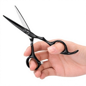 Ciseaux de coiffure professionnels à lame droite en métal noir pour salon de coiffure - Product Image 4