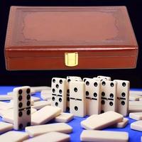 Jeu de dominos en cuir PU, jeu de dominos multi-jeux, ensemble de 28 pièces, double 6, mini dominos