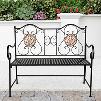 Banc de jardin moderne en fer noir en forme de papillon Zhongpin - Meuble en métal durable et écologique pour 2 personnes, idéal pour la terrasse et le parc