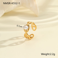 Cincin Solitaire Anti-Kusam Lapisan Emas 18k Baja Anti Karat Desain Geometris Mewah Ringan Bertabur Zirkon Perhiasan Wanita