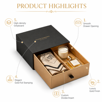 Boîtes cadeaux de parfum en carton de luxe pliables avec logo personnalisé imprimé en couleur noire, emballage en boîte à tiroir