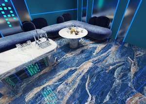 Carrelage en porcelaine moderne de luxe 600*1200, aspect marbre poli brillant, antidérapant, pour sol et mur, salle de bain, hall, hôtel, bleu, 10 mm - Product Image 3