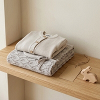 Vêtements pour bébés en gros, ensemble de couvertures pour bébés en coton biologique personnalisé, combinaison tricotée, bonnet, 3 pièces, vêtements pour nouveau-nés