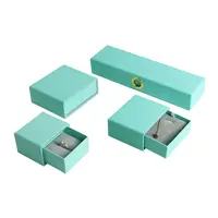 Joyería de la caja de embalaje de venta al por menor caja anillo de Color verde en stock de cartón caja de joyería caja bisagra