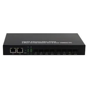 Switch de fibra ótica sfp de 8 portas, equipamento de fibra óptica do cctv com porta fx rj45