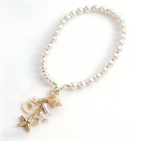 Nouveau Collier Tendance d'Été avec Pendentif Coquillage - Style Vacances à la Plage, Collier Coquillage Perlé Imitation Perle