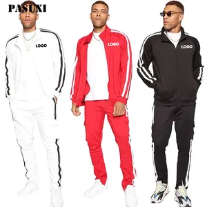 PASUXI Wholesale Newest Design Autumn Custom Zip Up Tracksuit Side Stripe Fitness Wear Comfortable Tracksuits For Men