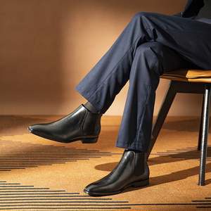 Bottes Chelsea en cuir véritable pour homme, légères et respirantes, fabriquées à la main, design carré à la cheville, durables, en cuir de vachette pur, collection automne, style décontracté - Product Image 2