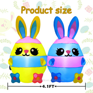 Easer Inflatable Outdoor Decoration 4.1FT Long Cute Rabbits Built in LED Lights Yard Decor for Home <b>Garden</b> Lawn Party - Product Image 2