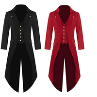 Veste Gothique Steampunk Victorienne pour Homme Costume d'Halloween Vintage Manteau de Smoking Uniforme Plus Size