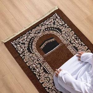 Alfombra de oración de chenilla con diseño floral de la Kaaba, lavable, de tonos frescos, resistente al desgaste, para interiores, alfombra religiosa para el hogar, venta al por mayor de fábrica. - Product Image 1