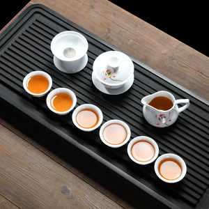 Dehua Ceramic Kung Fu Tea Set White Porcelain Flowers Pattern New Chinese Style Gift Set For Tea Ceremony - Product Image 4