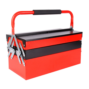 JH-Mech OEM Portable Steel Tool Box Popular 5 Tray Metal Toolbox Engineering Tool Storage Case Red and Black Metal Tool Box