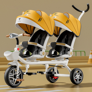 Vente chaude nouveaux enfants bébé Tricycle jumeaux bébé côte à côte Tricycle vélo poussette Double sièges enfants Tricycle - Product Image 2