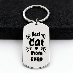 Llavero de Gato Negro, Colgante Redondo de Acero Inoxidable con Diseño de Gato, Decoración para Mochila o Bolso con Temática de Mascotas, Regalo para Mamá de Gatitos - Product Image 2