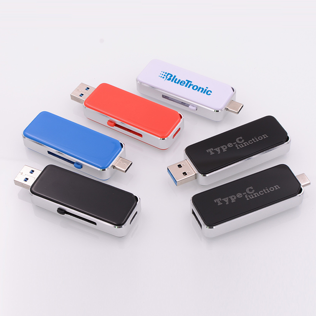 Dual Head Type C USB Flash Drive High Speed OTG USB Stick for Phone PC UTC186 Slide Usb Memory Stick Customized LED Function