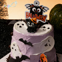 Hiasan Kue 3D Buatan Tangan Desain Kustom Grosir, Aman untuk Makanan, Dekorasi Gula yang Dapat Dimakan untuk Halloween