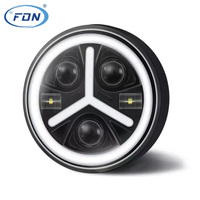 Projecteur de travail LED rond de 7 pouces 50W avec 5 LED et anneau halo pour voiture tout-terrain, tracteur, camion, SUV