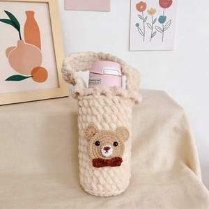 Kit de fabrication de couvre-tasses DIY avec fil chenille super doux, kit de <span class=keywords><strong>crochet</strong></span> facile pour débutants, couleur crème, cadeau fait main DIY - Product Image 6