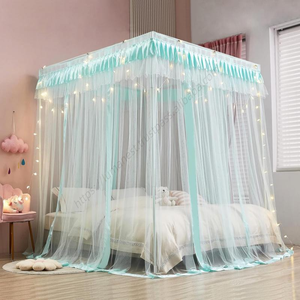 Moustiquaire carrée grand lit King Size style princesse avec baldaquin en dentelle et filet pour intérieur Z193 - Product Image 5