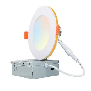 Lampu malam 3000K- 6500K dapat dipilih 1700K LED tanpa kaleng 6 inci lampu pot ultra-tipis tersembunyi dengan lampu malam untuk dapur kamar tidur