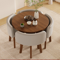 Ensemble de table et de chaises de salle à manger en cuir et bois, style moderne nordique, meubles de bureau, table et chaises de salle à manger, hôtel, restaurant