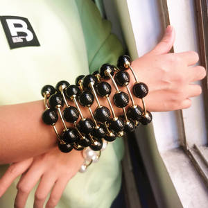 Модный многослойный браслет из бусин с имитацией жемчуга, позолоченный медный сплав, спиральный дизайн, комплект украшений для женщин - Product Image 4