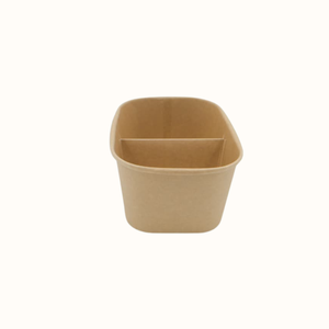 Récipient alimentaire en papier écologique 2 CP Design profond avec deux compartiments adapté aux repas chauds et froids dans les cafés restaurants - Product Image 5