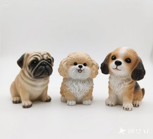 Figurine et statue de chien en résine écologique peinte à la main, 3,5 pouces, Pug/Shih <span class=keywords><strong>Tzu</strong></span>/Pom avec base lestée, taille et couleur personnalisables - Product Image 2