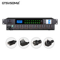 GTSVSOMA DR608 1U Séquenceur d'alimentation 9 canaux monté en rack en aluminium/métal avec écran LCD 8000W AC 100-240V Alimentation USB