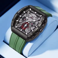 WLISTH 6193 Montre-bracelet de luxe à quartz pour homme, montre masculine, non mécanique, tendance, calendrier, cadran ajouré, étanche