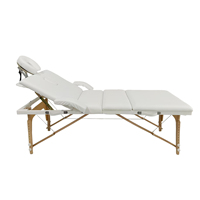 Lits de massage pliants OEM, fabriqués en bois de hêtre + matériau PU, personnalisables pour les centres de spa et les salons de massage