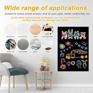 <span class=keywords><strong>Pizarra</strong></span> <span class=keywords><strong>Adhesiva</strong></span> Suave, <span class=keywords><strong>Pizarra</strong></span> de Borrado en Seco Apta para Niños con Diseño de Arco, No Plegable, para Uso Escolar y Doméstico - Product Image 4