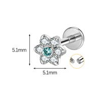 Anting-anting titanium zirkon berlapis emas 18K kualitas implan ASTM F136 JIAXIN, ulir dalam, untuk helix, tragus, bibir, pernikahan, dan aksesori tubuh.
