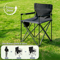 Chaise d'extérieur moderne pliable à dossier haut avec accoudoirs et poche latérale, portable, légère et robuste pour le camping, les pique-niques, la plage, le jardin, le parc et la pêche